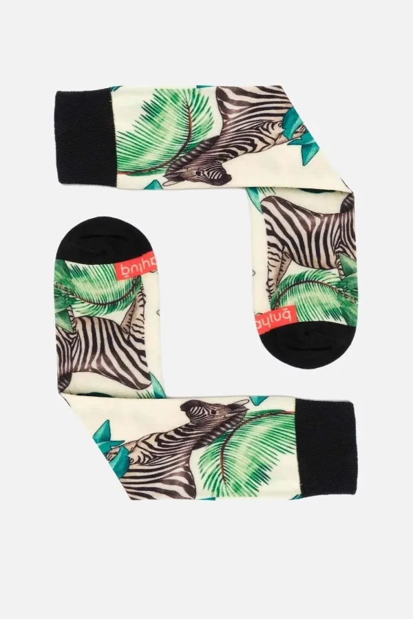 Aytuğ Unisex Cotton Zebra Pattern Fun Ankle Socks Zebra Design