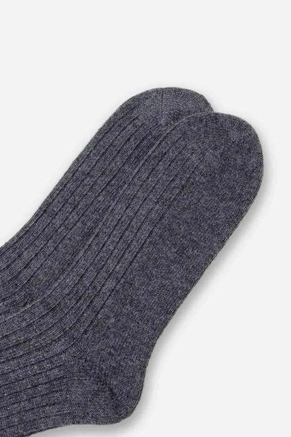 Aytuğ Men's Lambswool Single Socket Socks Smoke Grey
