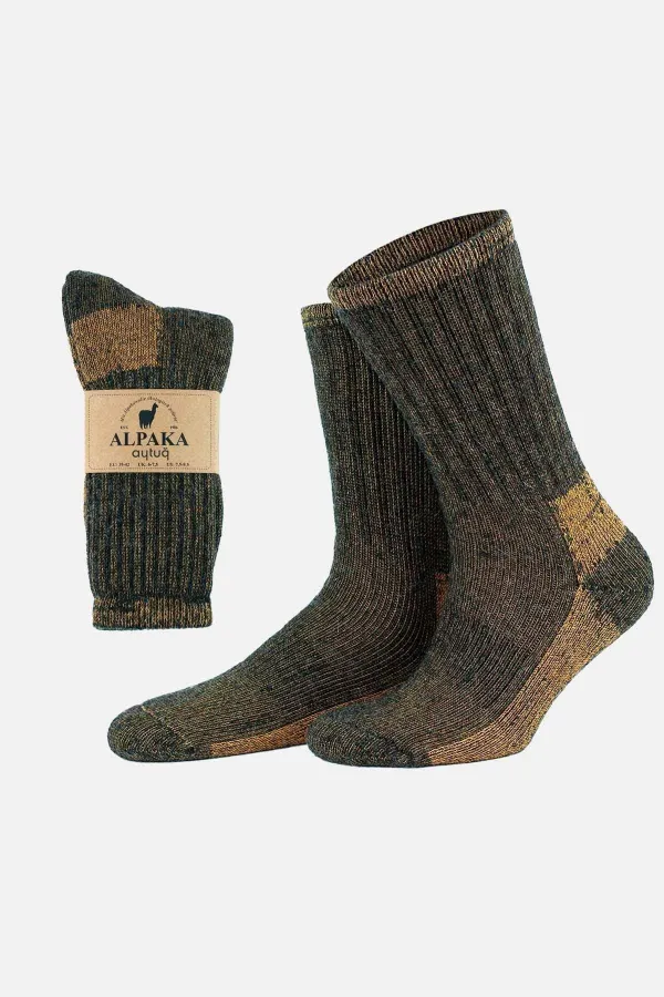 Aytuğ Unisex Alpaca Wool Terry Winter Socks Anthracite-Orange