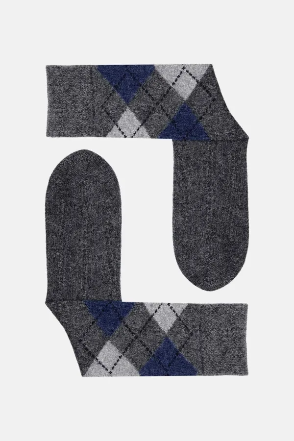 Aytuğ Men's Lambswool Single Socket Socks, Smoke Grey