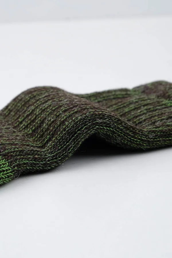 Chaussettes d'hiver unisexes Aytuğ en laine éponge d'alpaga marron-vert