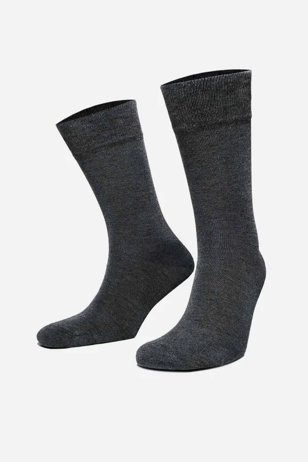 Aytuğ Men's Bamboo Single Super Thin Socket Socks Grey