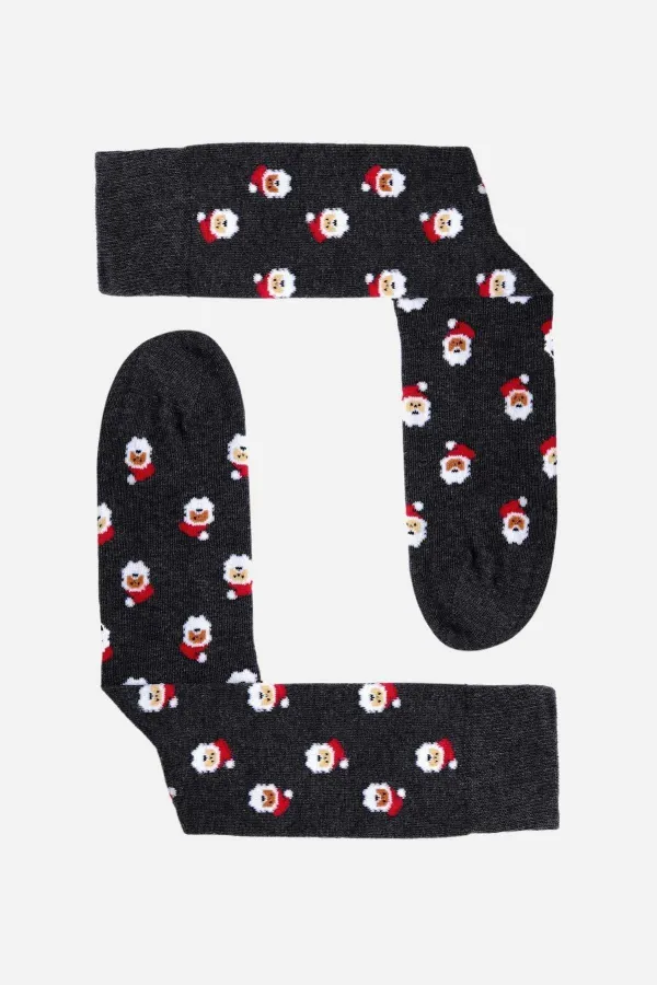 Aytuğ Men's Cotton Single Christmas Themed Socks Anthracite