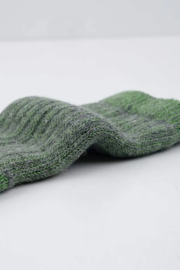 Aytuğ Unisex Alpaca Wool Terry Winter Socks Grey-Green