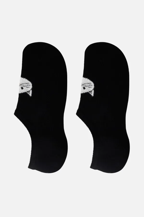 Aytuğ Women's Cotton Single No Show Socks Black