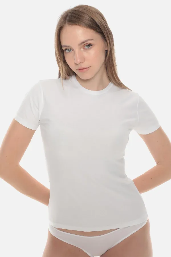 Aytuğ Women's MODAL Crew Neck Regular Fit Undershirt White