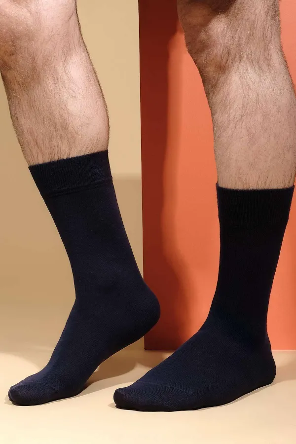 Chaussettes Aytuğ pour homme, en coton, à une seule chaussette, bleu marine Chaussettes Aytuğ pour homme, en coton, à une seule chaussette, bleu marine