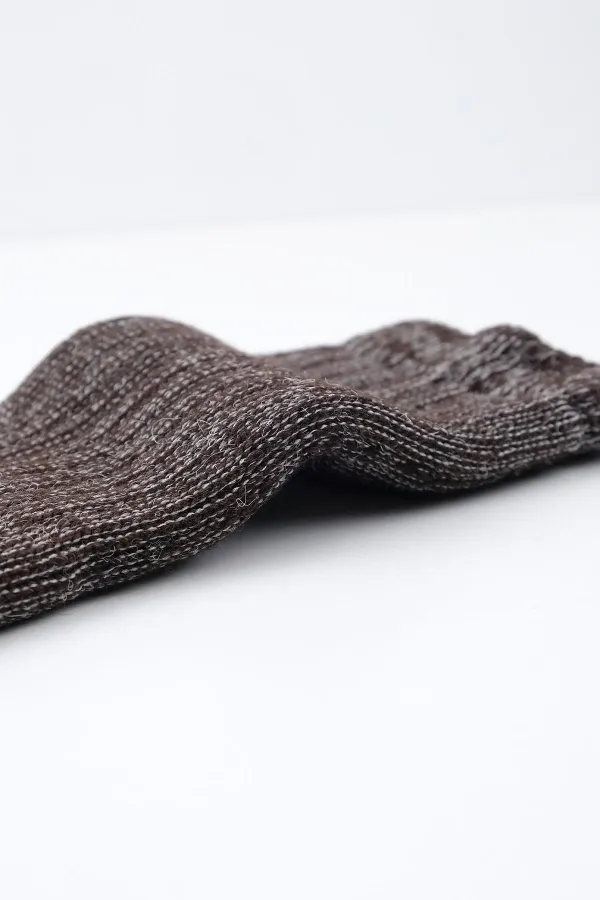 Aytuğ Unisex Alpaca Wool Terry Winter Socks Brown-Ecru