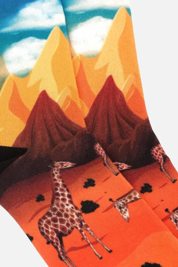 Aytuğ Unisex Cotton Giraffe Pattern Fun Ankle Socks