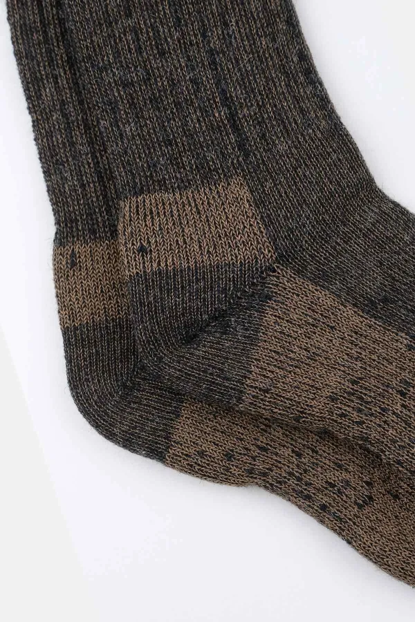 Aytuğ Unisex Alpaca Wool Terry Winter Socks Anthracite-Beige