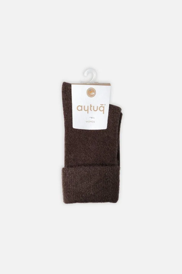 Aytuğ Kadın Soft Peluş Termal Tekli Soket Çorap Kahverengi