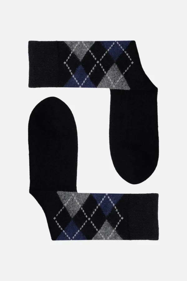 Aytuğ Men's Lambswool Single Socket Socks Black