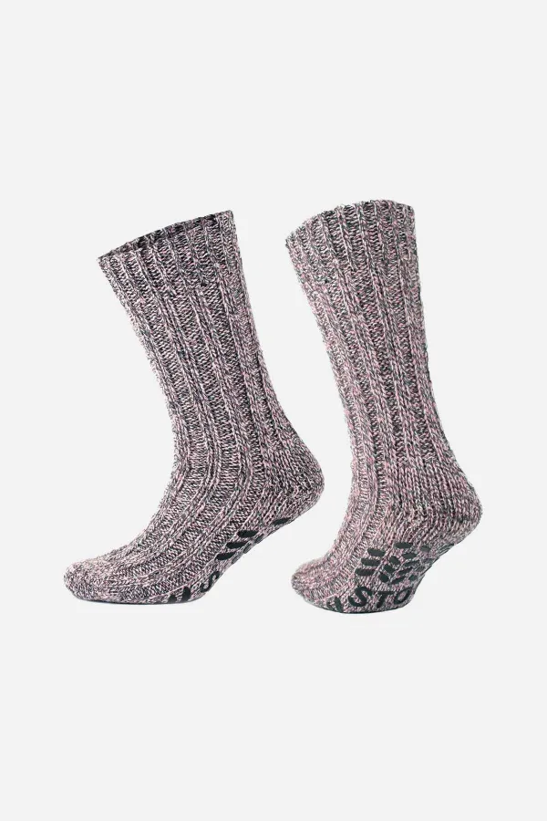 Aytuğ Men's Merino Wool Cold Blocker Winter Non-Slip Sole Ankle Socks Pink