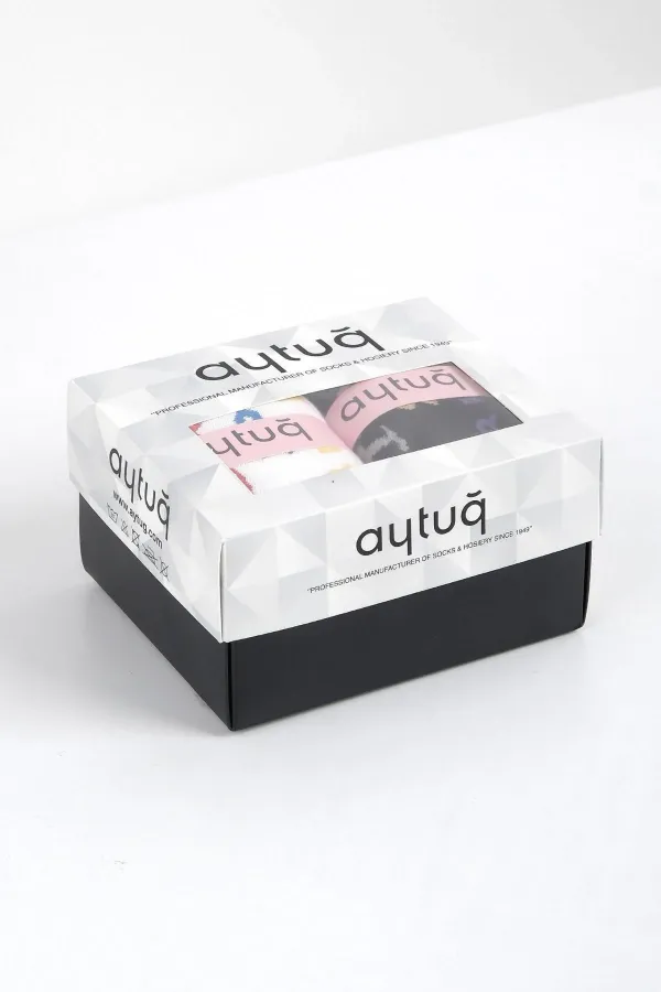 Aytuğ Women's Bamboo 4 Pairs Special Boxed Ankle Socks Multicolored