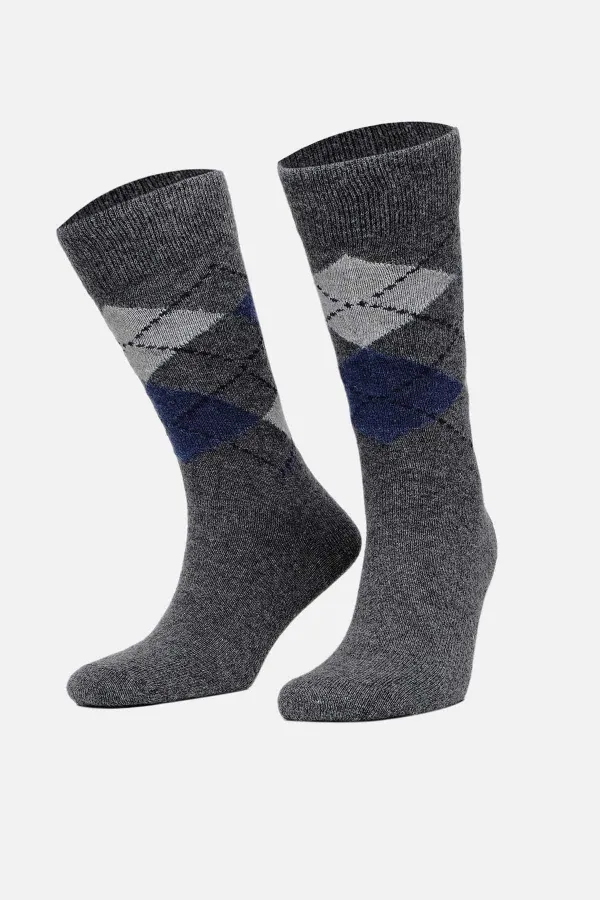 Aytuğ Men's Lambswool Single Socket Socks, Smoke Grey
