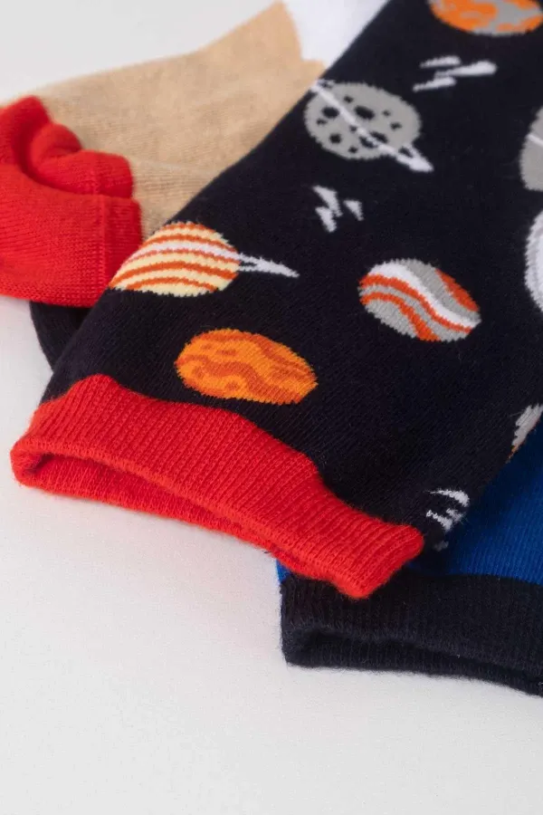 Aytuğ Unisex Cotton Single Space Pattern Fun Ankle Socks