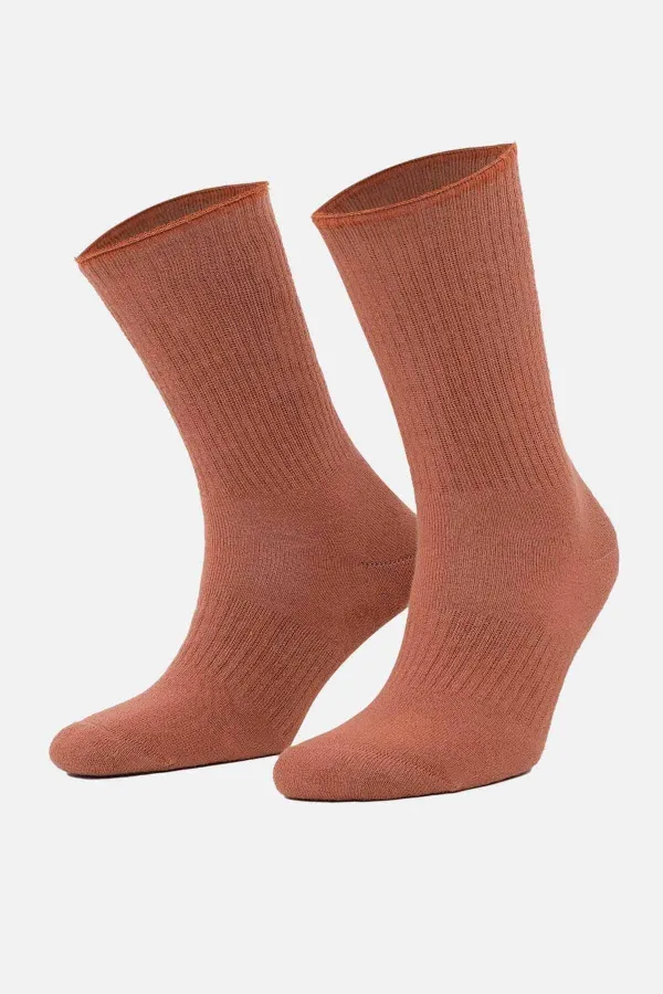 Aytuğ Women's Cotton Single Terry Sock Brown