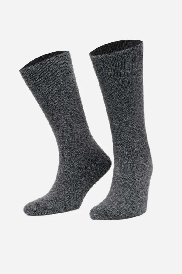 Aytuğ Men's Lambswool Single Socket Socks, Smoke Grey