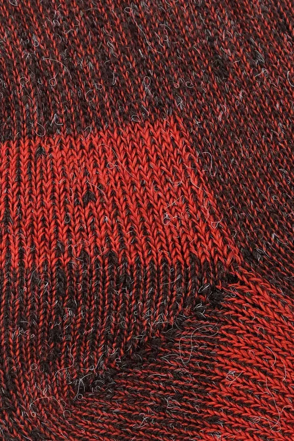Chaussettes d'hiver unisexes Aytuğ en laine éponge d'alpaga, marron-rouge