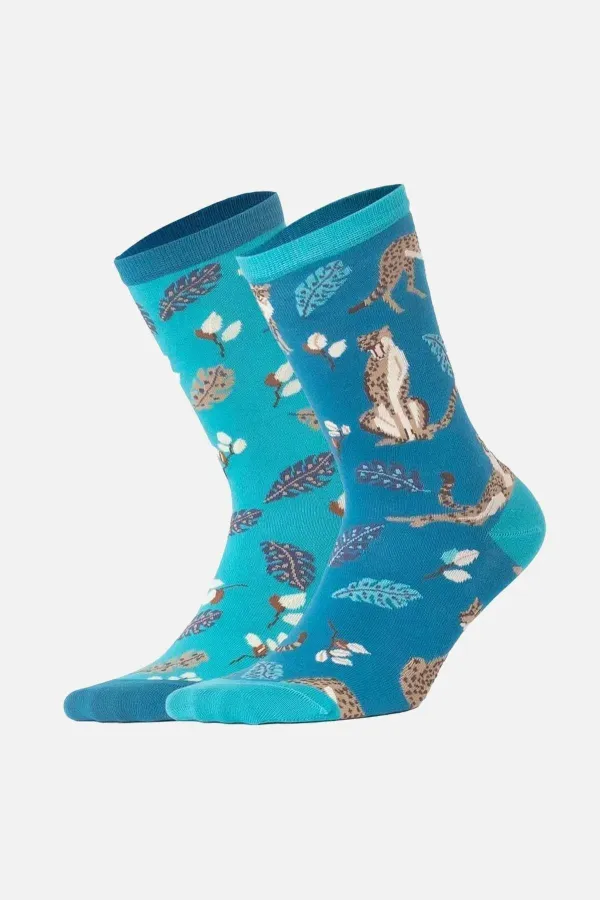 Aytuğ Unisex Cotton Single Leopard Print Fun Ankle Socks Leopard Pattern