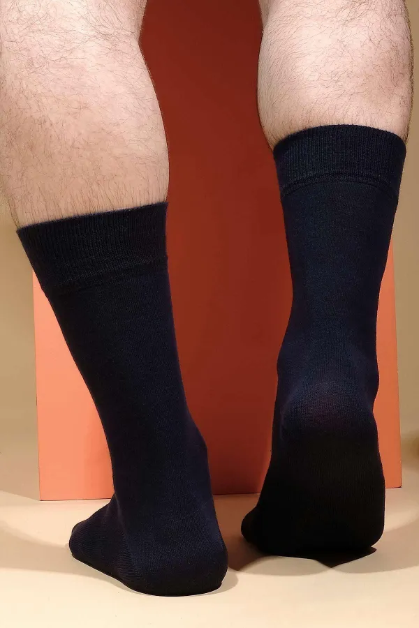 Chaussettes Aytuğ pour homme, en coton, à une seule chaussette, bleu marine Chaussettes Aytuğ pour homme, en coton, à une seule chaussette, bleu marine