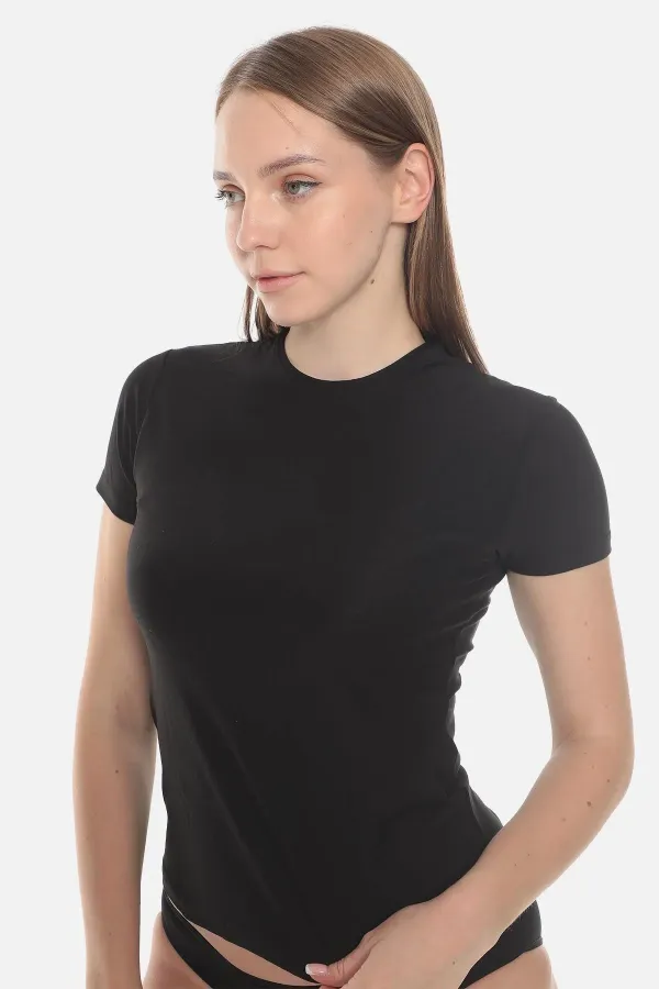 Aytuğ Women's MODAL Crew Neck Regular Fit Undershirt Black