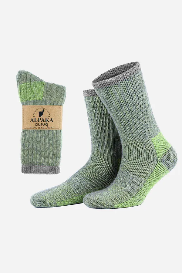 Aytuğ Unisex Alpaca Wool Terry Winter Socks Grey-Green