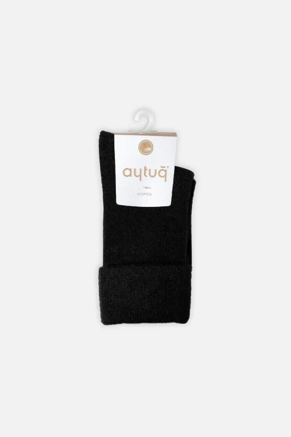 Chaussettes d'hiver douces et moelleuses pour femmes Aytuğ, modèle A 48004 S, noires