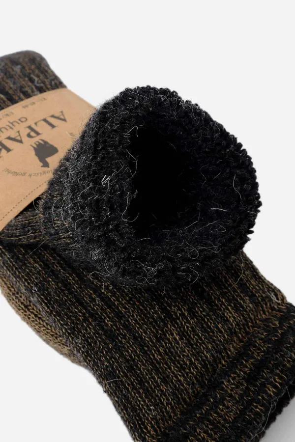 Aytuğ Unisex Alpaca Wool Terry Winter Socks Anthracite-Beige
