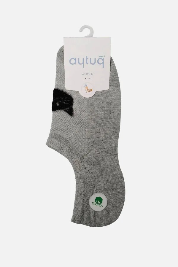 Aytuğ Women's Cotton Single No Show Socks Grey Melange
