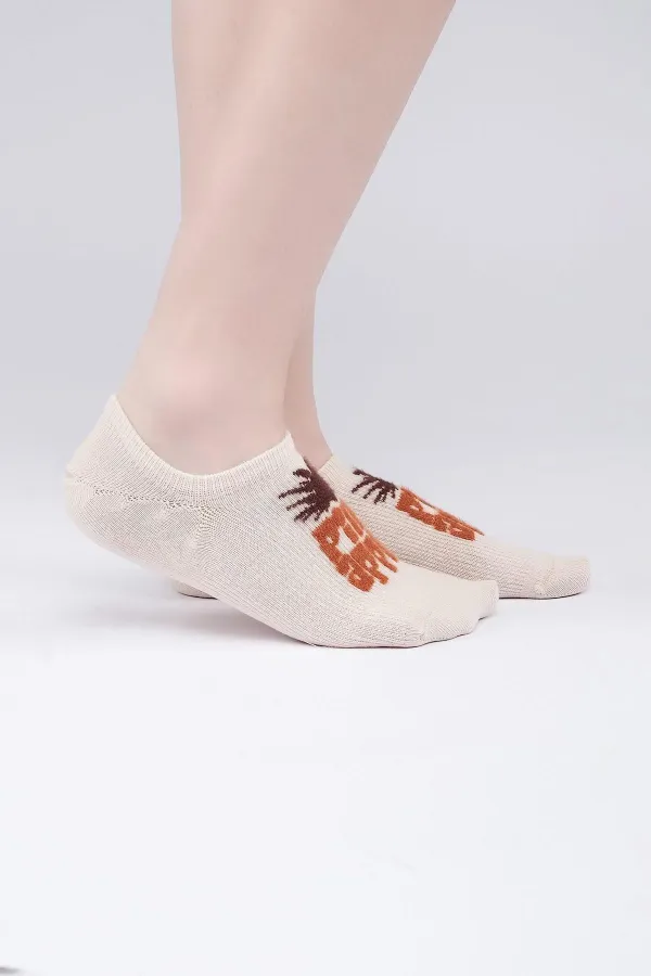 Aytuğ Women's Cotton Single No Show Socks Beige