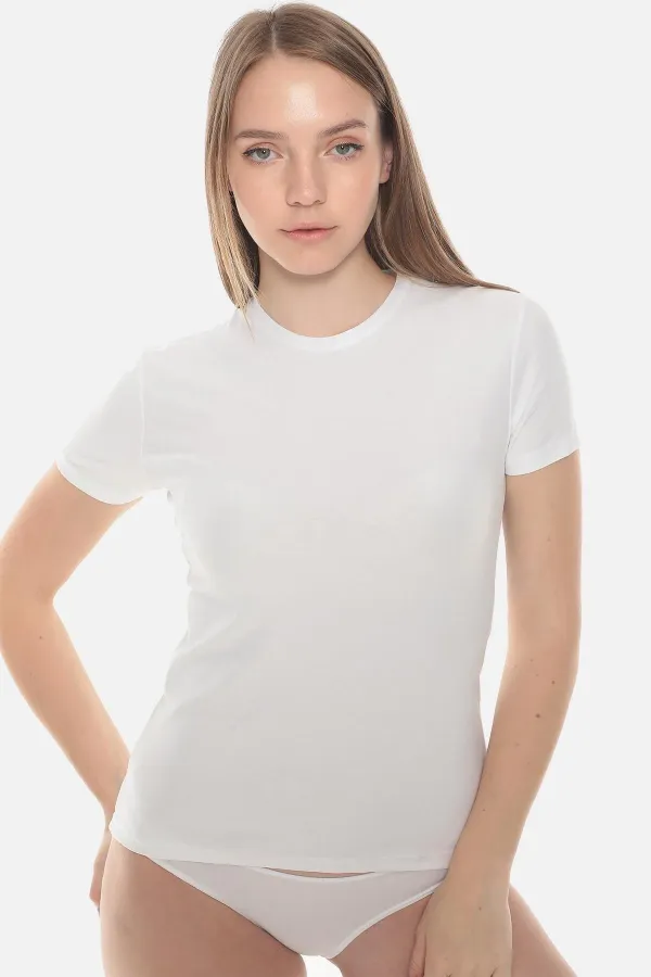 Aytuğ Women's MODAL Crew Neck Regular Fit Undershirt White