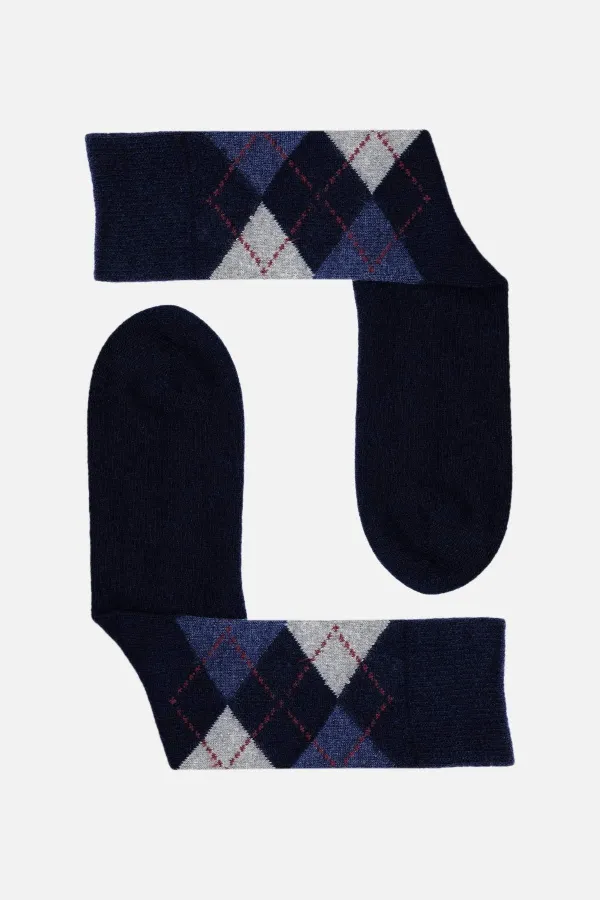 Chaussettes Aytuğ pour homme, en laine d'agneau, à une seule chaussette, bleu marine Chaussettes Aytuğ pour homme, en laine d'agneau, à une seule chaussette, bleu marine