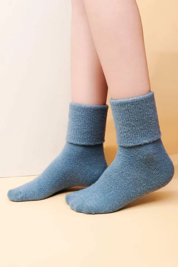 Aytuğ Women's Soft Plush Thermal Single Socket Socks Petrol Green