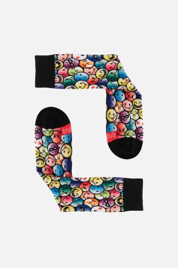 Aytuğ Unisex Cotton Emoji Pattern Fun Ankle Socks Emoji Design
