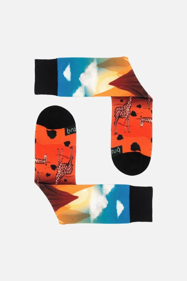 Aytuğ Unisex Cotton Giraffe Pattern Fun Ankle Socks