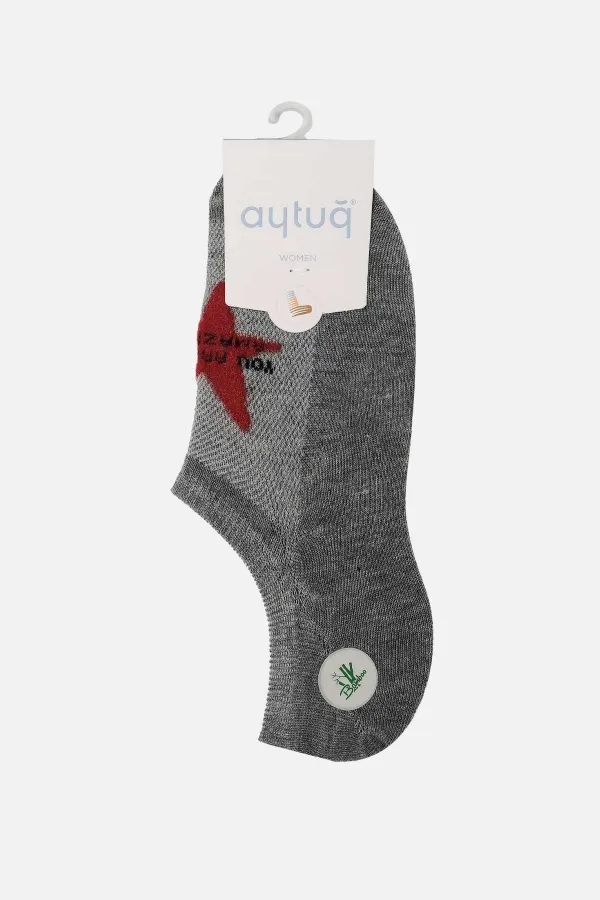Aytuğ Women's Bamboo Single No Show Socks Grey Melange