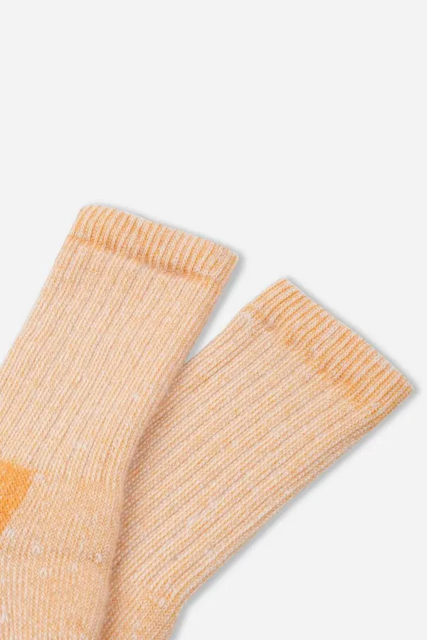 Aytuğ Unisex Alpaca Wool Terry Winter Socks, Ecru-Orange