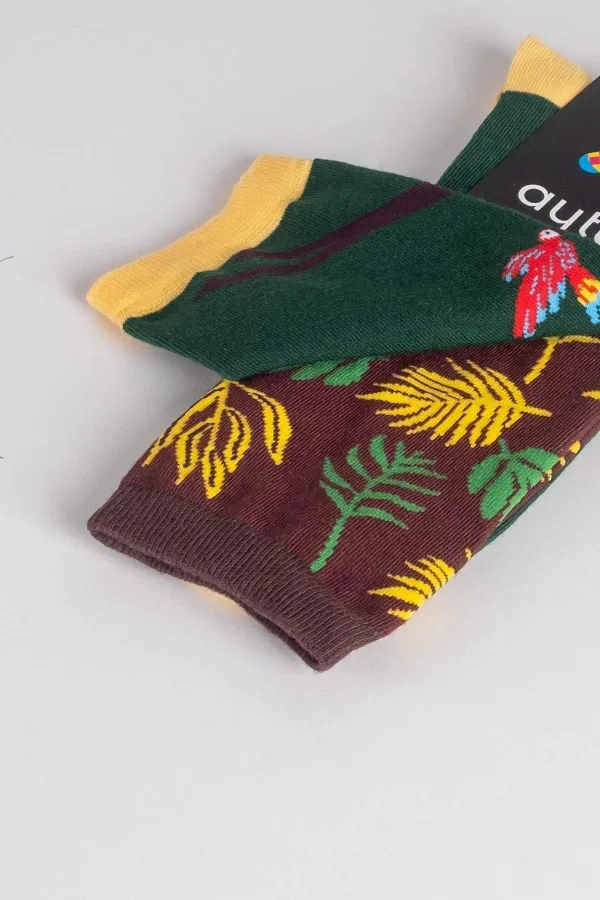 Aytuğ Unisex Cotton Single Bird Pattern Fun Ankle Socks Bird Design