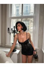 GLOBE AND LACE DETAIL DRESS