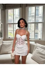 GLOBE AND LACE DETAIL DRESS