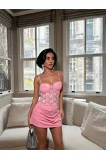 GLOBE AND LACE DETAIL DRESS