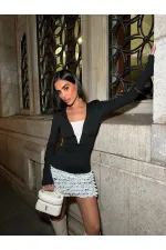 VATKA DETAYLI TÜL TAŞLI ELBİSE