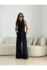 KUŞAK DETAYLI KISA KOLLU TULUM