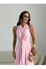 KUŞAK DETAYLI KISA KOLLU TULUM