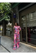 ENSEMBLE DEUX PIÈCES EN SATIN À COL POLO