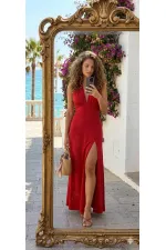 ROBE À COL EN V ET COL NŒUD