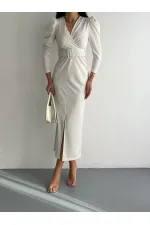 ÖN YIRTMAÇ DETAY ELBİSE