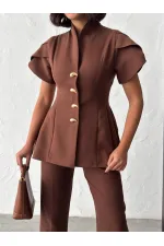 ENSEMBLE DE DÉTAILS À VOLANTS D'ÉPAULE