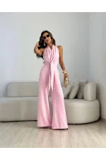 KUŞAK DETAYLI KISA KOLLU TULUM